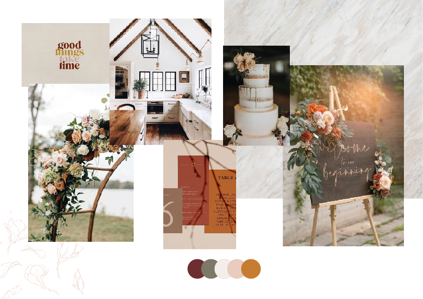 Layers and Graces wedding cake design brand identity moodboad bailey and roo
